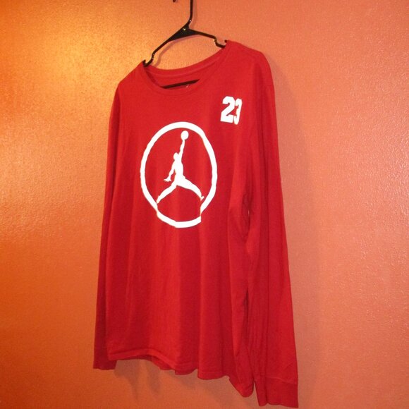 Jordan Men X Large Red White Basketball 23 Airman Long Sleeve Shirt - Picture 5 of 9